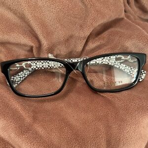 Coach Women's Glasses with Black Frame and White Pattern